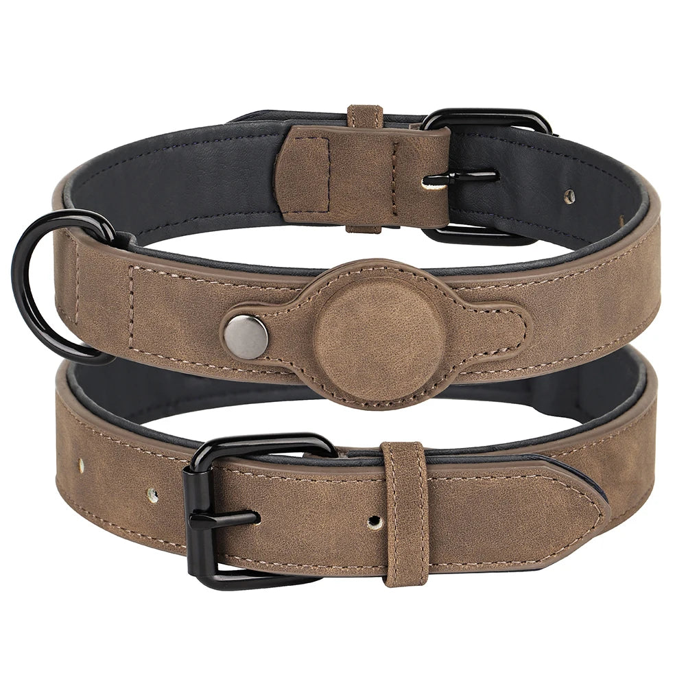 GuardTrack PU Leather Dog Collar