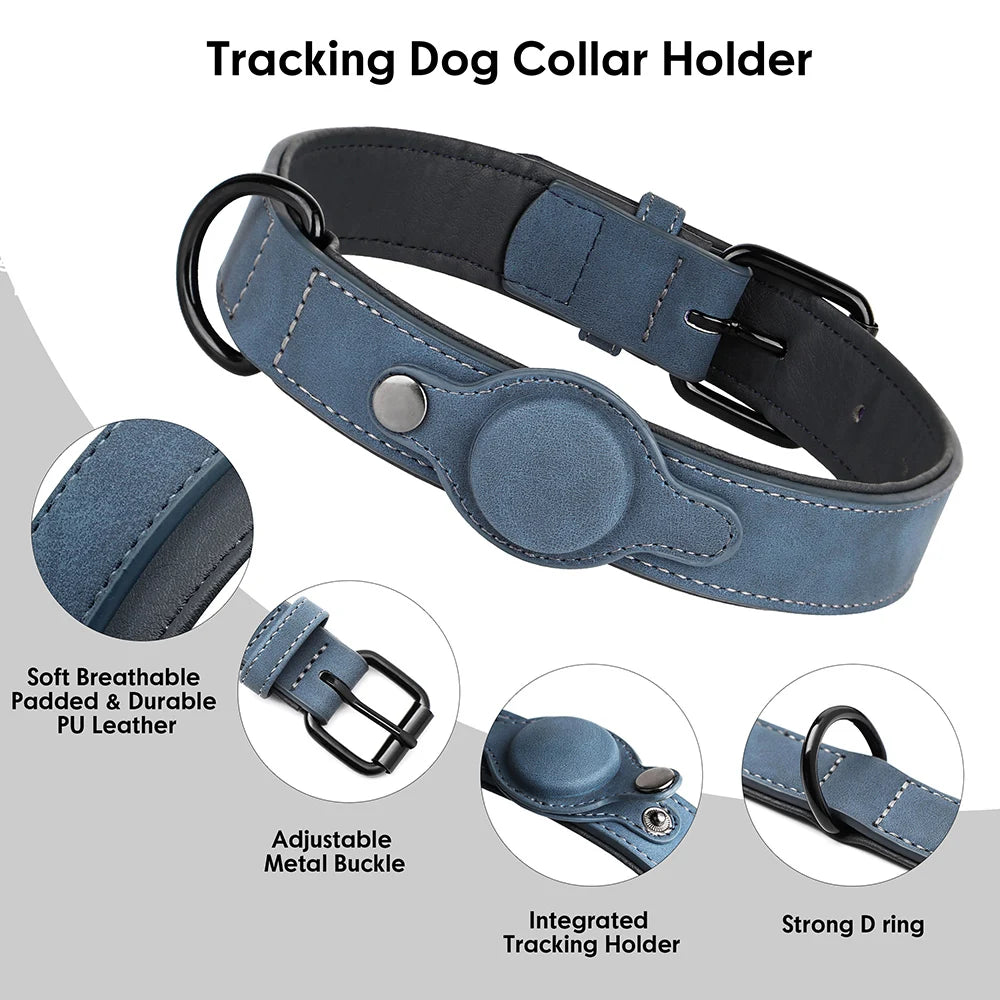 GuardTrack PU Leather Dog Collar