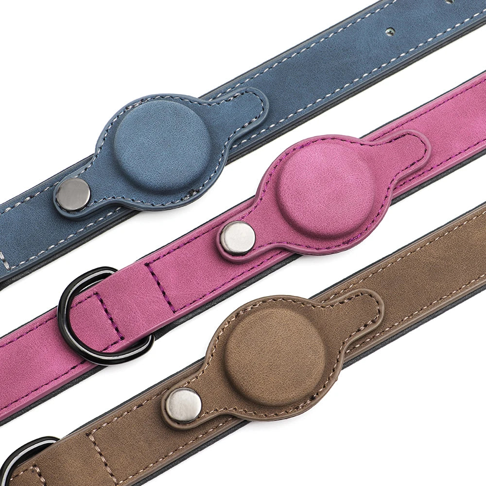 GuardTrack PU Leather Dog Collar