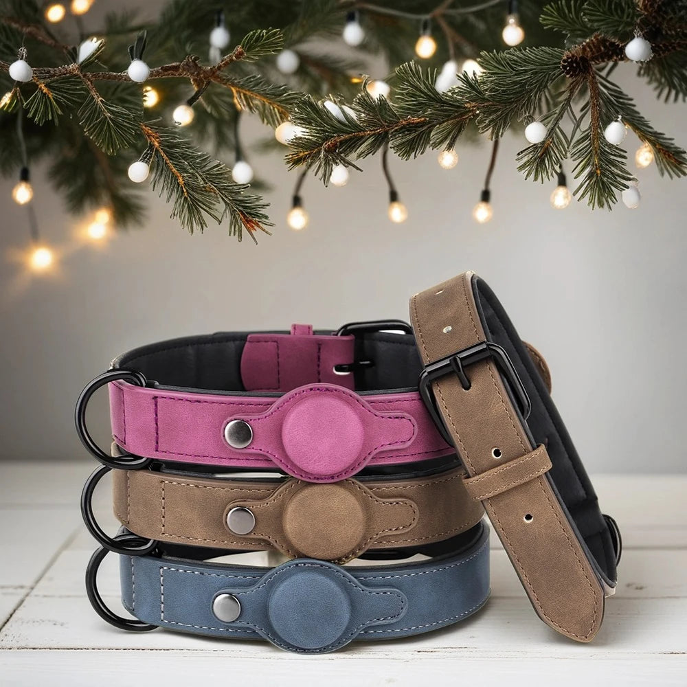 GuardTrack PU Leather Dog Collar