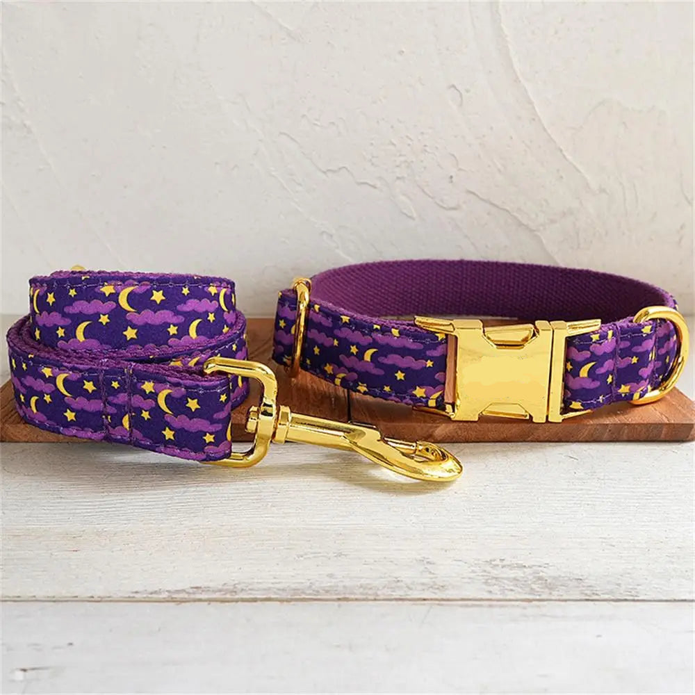 Purple Moon Night Collar &Leash Set