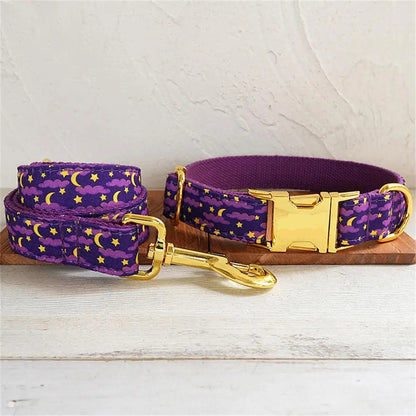 Purple Moon Night Collar &Leash Set