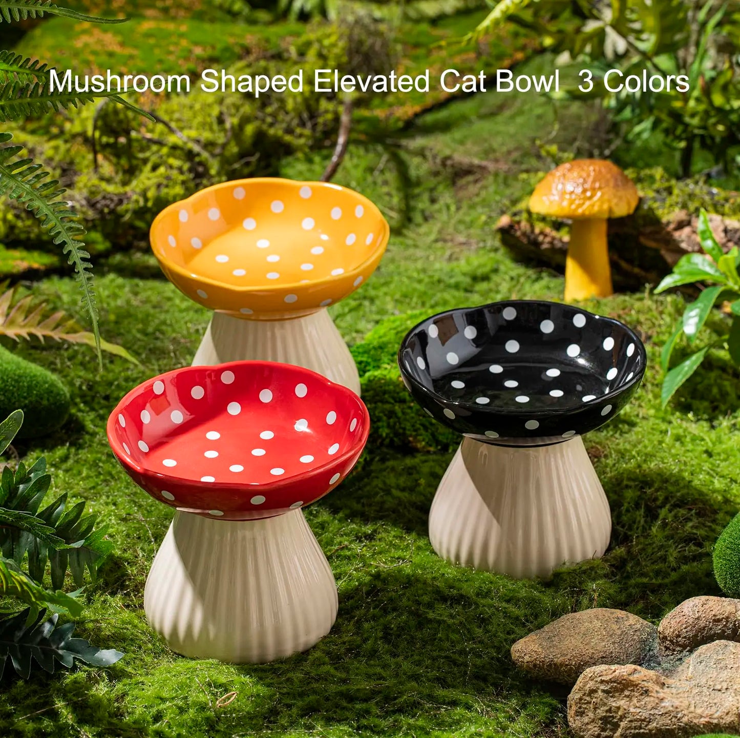 MushroomRise Elevated Cat Bowl