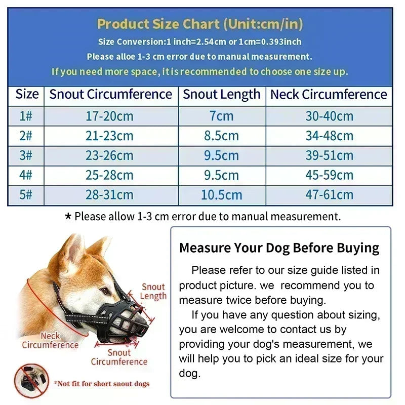 GuardEase Soft Adjustable Dog Muzzle