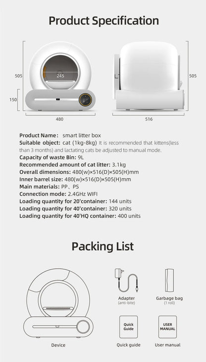 Tonepie 65L the Automatic Smart Cat Litter Box