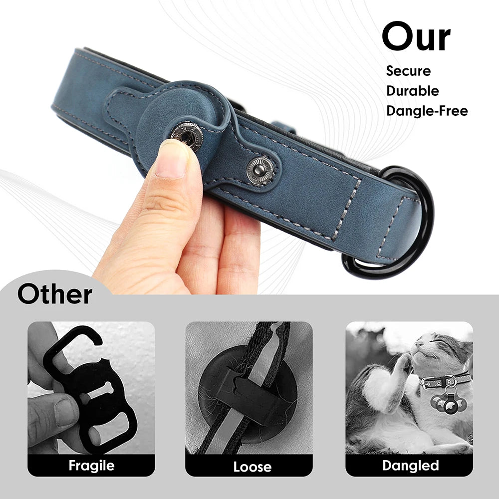 GuardTrack PU Leather Dog Collar