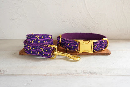 Purple Moon Night Collar &Leash Set