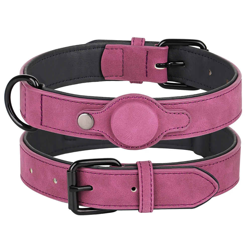 GuardTrack PU Leather Dog Collar